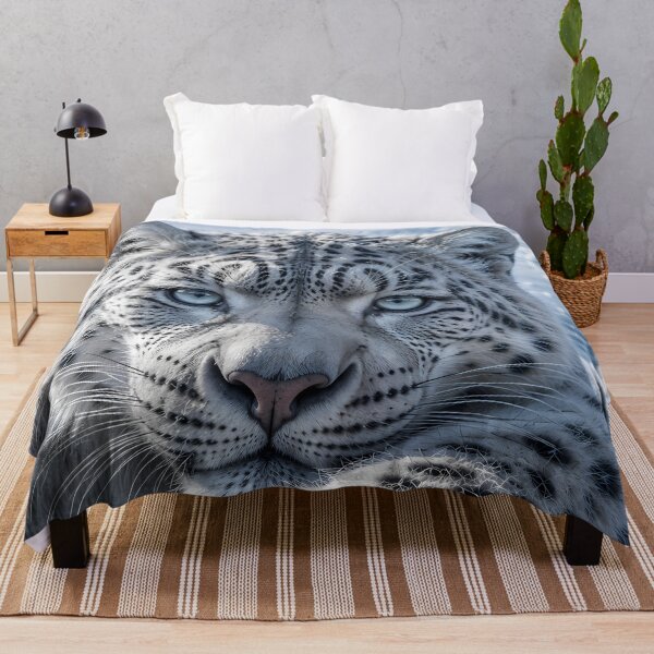 Item preview, Snow Leopard Portrait in Icy Mountains | Blue Eyes Wildlife Art designed and sold by ManJiangHong.