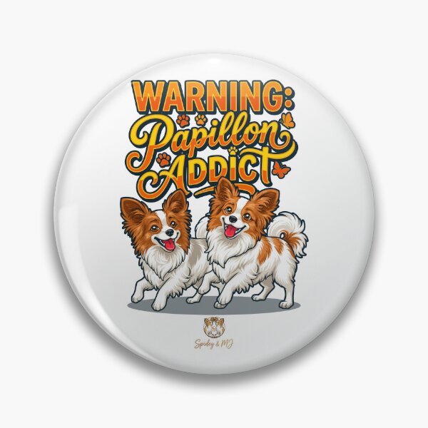 Item preview, Papillon People™ Warning Papillon Addict Two Papillon Dogs Cartoon Mascot Art designed and sold by ACSBRANDS.