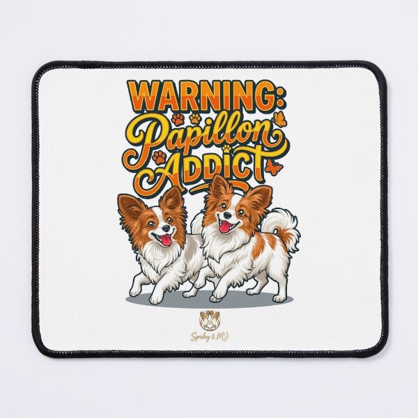 Item preview, Papillon People™ Warning Papillon Addict Two Papillon Dogs Cartoon Mascot Art designed and sold by ACSBRANDS.