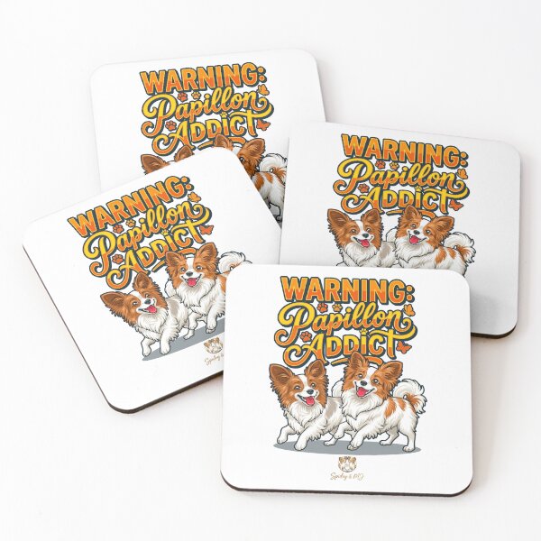 Item preview, Papillon People™ Warning Papillon Addict Two Papillon Dogs Cartoon Mascot Art designed and sold by ACSBRANDS.