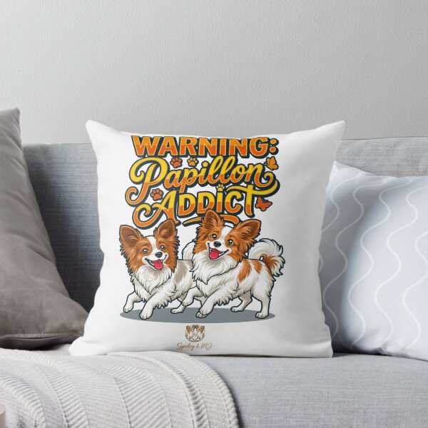 Item preview, Papillon People™ Warning Papillon Addict Two Papillon Dogs Cartoon Mascot Art designed and sold by ACSBRANDS.