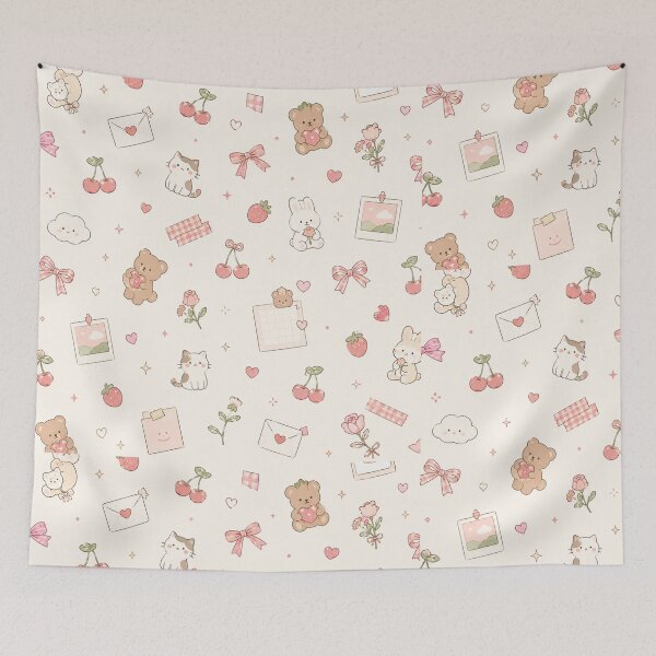 Item preview, Korean Cute Pastel Kawaii Pattern | Seoul-Inspired Bear, Bunny & Cherry Aesthetic designed and sold by Shruz.