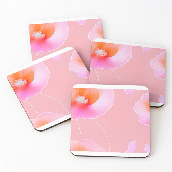 Item preview, WHITE POPPY H002 SHEER GOSSAMER PEACH PINK Stained Glass Art Print Party Decoration~Baby/Bridal/Wedding/Birthday Gift Favor designed and sold by Spinning Plates 360.