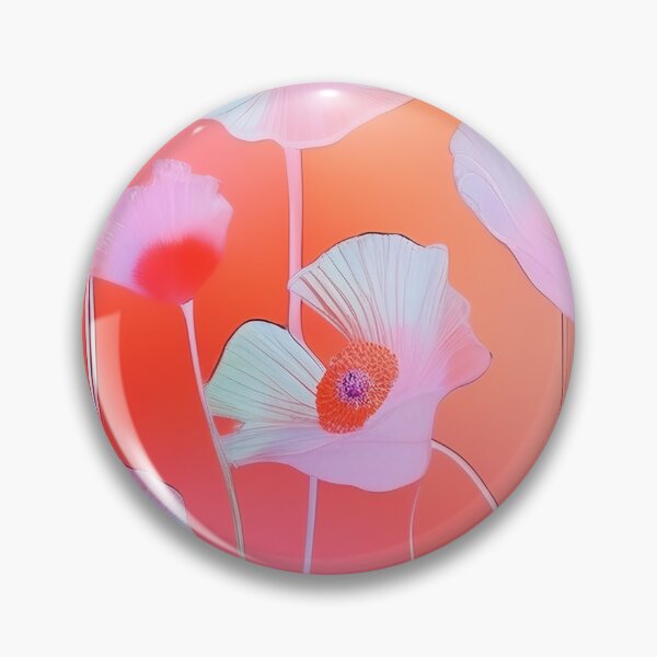Item preview, WHITE POPPY H001 SHEER GOSSAMER PEACH PINK Stained Glass Art Print Party Decoration~Baby/Bridal/Wedding/Birthday Gift Favor designed and sold by Spinning Plates 360.