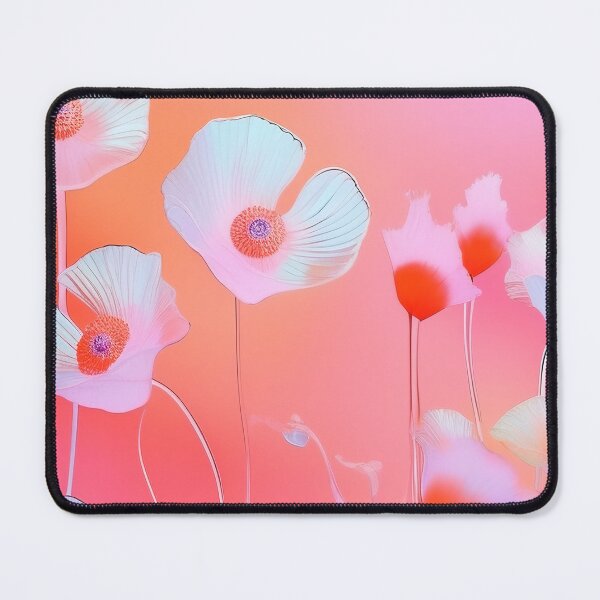 Item preview, WHITE POPPY H001 SHEER GOSSAMER PEACH PINK Stained Glass Art Print Party Decoration~Baby/Bridal/Wedding/Birthday Gift Favor designed and sold by Spinning Plates 360.