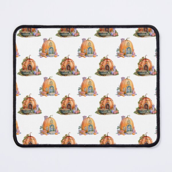 Item preview, Whimsical Watercolor Pumpkin Cottage Halloween Seamless Pattern Cozy Charm designed and sold by EL-Lebedenko.