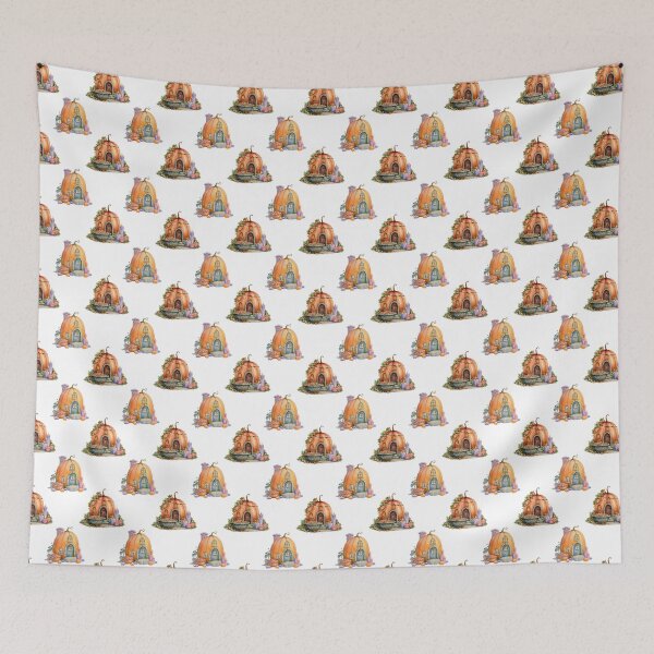Item preview, Whimsical Watercolor Pumpkin Cottage Halloween Seamless Pattern Cozy Charm designed and sold by EL-Lebedenko.