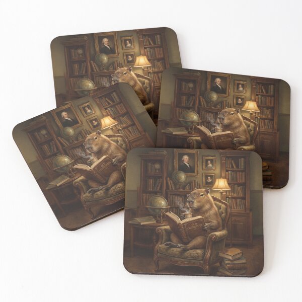 Item preview, Dark Academia Capybara Reading Book In Library Art designed and sold by Eidos [][][] ~εἶδος~.