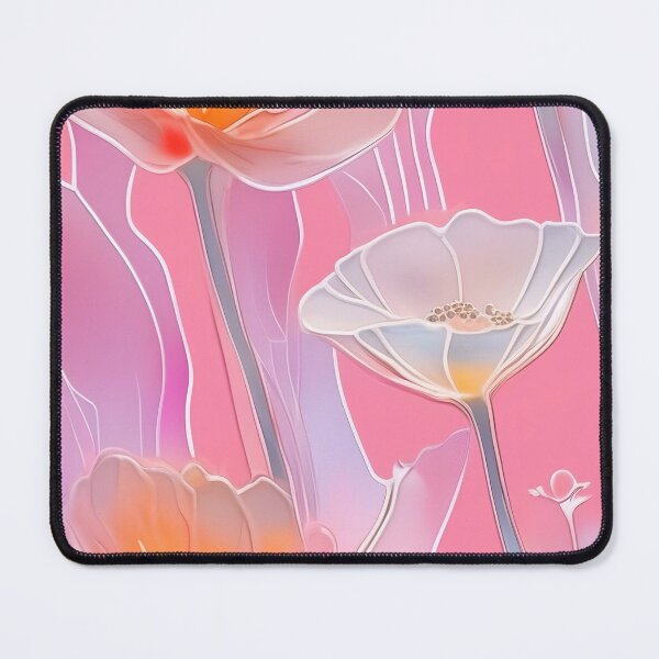 Item preview, WHITE POPPY H005 SHEER GOSSAMER PEACH PINK Stained Glass Art Print Party Decoration~Baby/Bridal/Wedding/Birthday Gift Favor designed and sold by Spinning Plates 360.