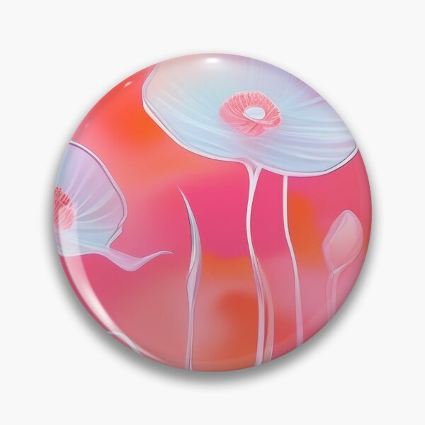 Item preview, WHITE POPPY H006 SHEER GOSSAMER PEACH PINK Stained Glass Art Print Party Decoration~Baby/Bridal/Wedding/Birthday Gift Favor designed and sold by Spinning Plates 360.
