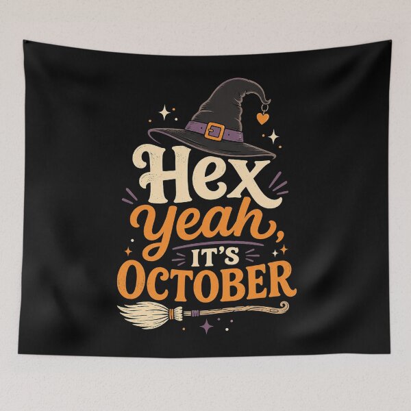 Item preview, Hex Yeah, It’s October – Funny Witchy Halloween Typography Art designed and sold by Stinky Lincy's Apparel Company.