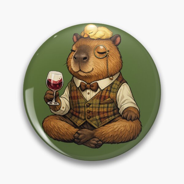 Item preview, Sommelier Capybara with Sleeping Duckling – Whimsical Vintage Character Art designed and sold by TrendznHitz.