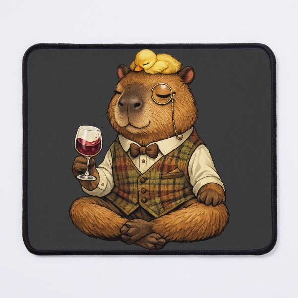 Item preview, Sommelier Capybara with Sleeping Duckling – Whimsical Vintage Character Art designed and sold by TrendznHitz.