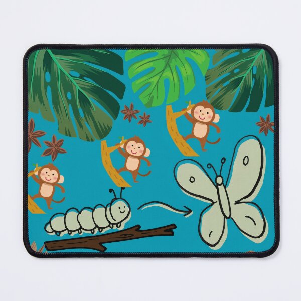 Item preview, Cute Jungle Animals And Caterpillar Metamorphosis Pattern designed and sold by Azurart2.