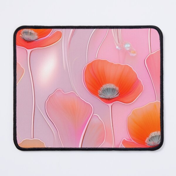 Item preview, WHITE POPPY H009 SHEER GOSSAMER PEACH PINK Stained Glass Art Print Party Decoration~Baby/Bridal/Wedding/Birthday Gift Favor designed and sold by Spinning Plates 360.
