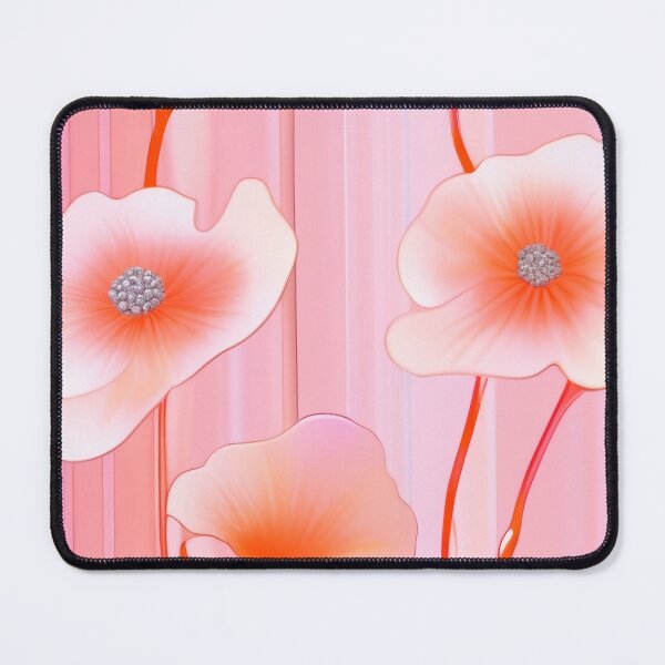 Item preview, WHITE POPPY H011 SHEER GOSSAMER PEACH PINK Stained Glass Art Print Party Decoration~Baby/Bridal/Wedding/Birthday Gift Favor designed and sold by Spinning Plates 360.