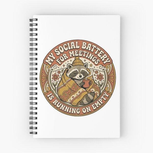 Item preview, Funny Introvert Social Battery for Meetings Raccoon Retro Cozy Quote designed and sold by raedattia.