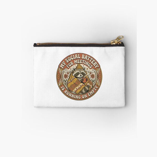 Item preview, Funny Introvert Social Battery for Meetings Raccoon Retro Cozy Quote designed and sold by raedattia.