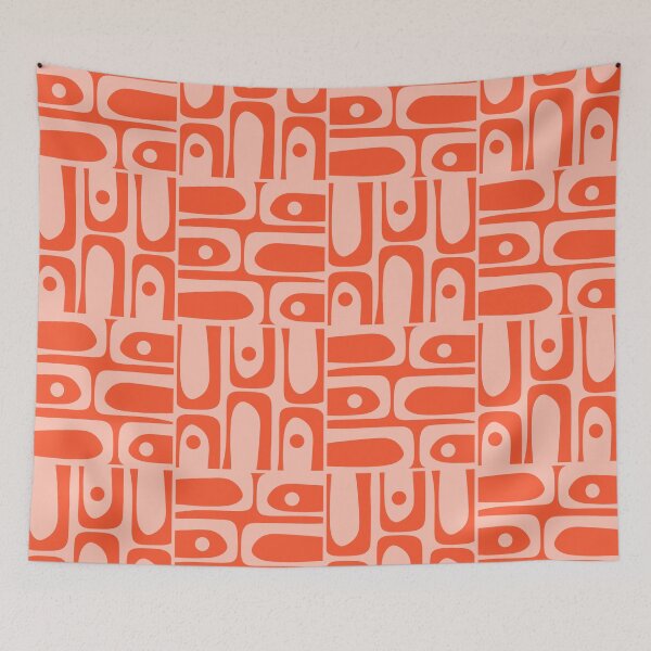 Item preview, Mid Century Modern Abstract Piquet Multi Pattern in Orange Coral Tones designed and sold by kierkegaard.