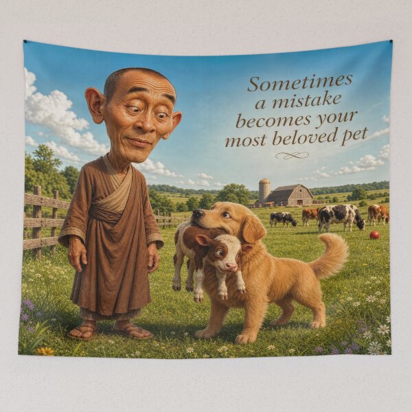 Item preview, Zen Humor Funny Animal Puns Illustration                  designed and sold by The Brother Wu Collection.