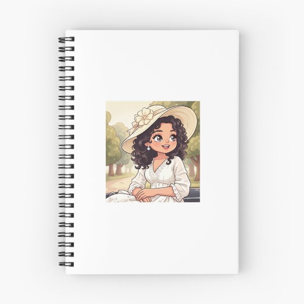 Item preview, Beautiful ChibiArt Cute cottagecore girl illustration, curly hair, sun hat, white summer dress, anime cartoon style vector designed and sold by TheModernMuslimahchibi&more .