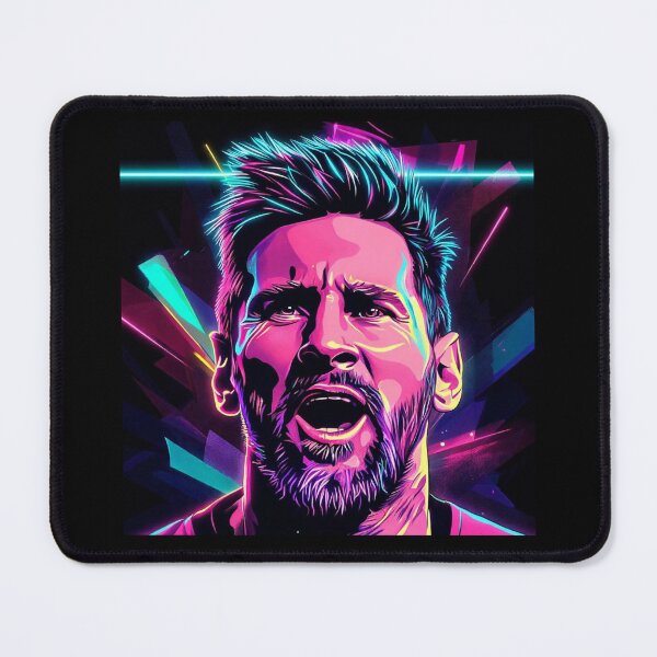 Item preview, Neon Messi Portrait – Vibrant Cyberpunk Soccer Legend Art designed and sold by ExploreAura Studio.