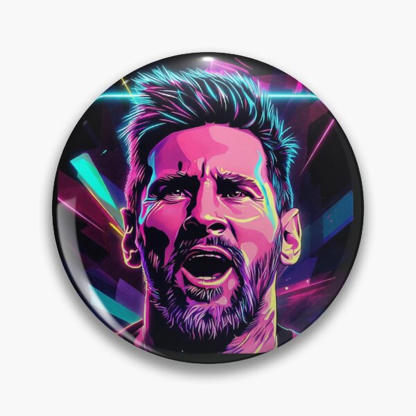 Item preview, Neon Messi Portrait – Vibrant Cyberpunk Soccer Legend Art designed and sold by ExploreAura Studio.