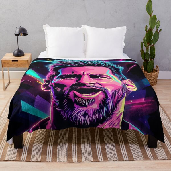 Item preview, Neon Messi Portrait – Vibrant Cyberpunk Soccer Legend Art designed and sold by ExploreAura Studio.