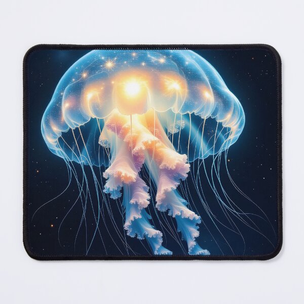 Item preview, Cosmic Surreal Jellyfish Glowing in Deep Space designed and sold by yosmosverse .