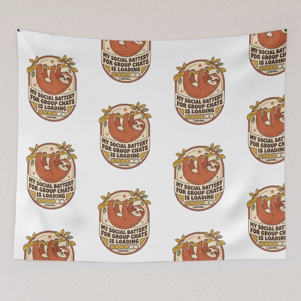 Item preview, Funny Sloth Social Battery For Group Chats Loading Retro Quote designed and sold by raedattia.