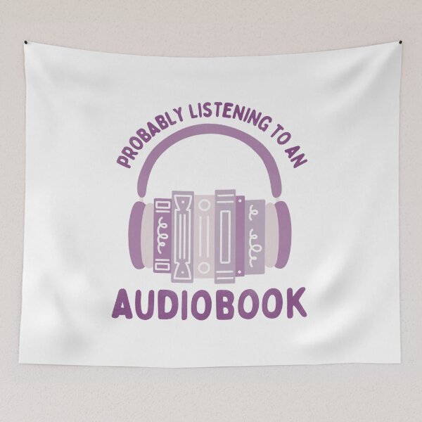 Item preview, Probably Listening to an Audiobook Purple Book Stack with Headphones designed and sold by winterpumpkin.
