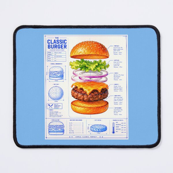 Item preview, THE CLASSIC BURGER BLUEPRINT DESIGN designed and sold by DigitalandPhoto.