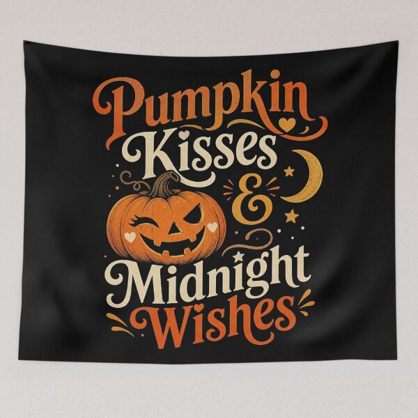 Item preview, Pumpkin Kisses & Midnight Wishes – Cute Halloween Typography Art designed and sold by Stinky Lincy's Apparel Company.