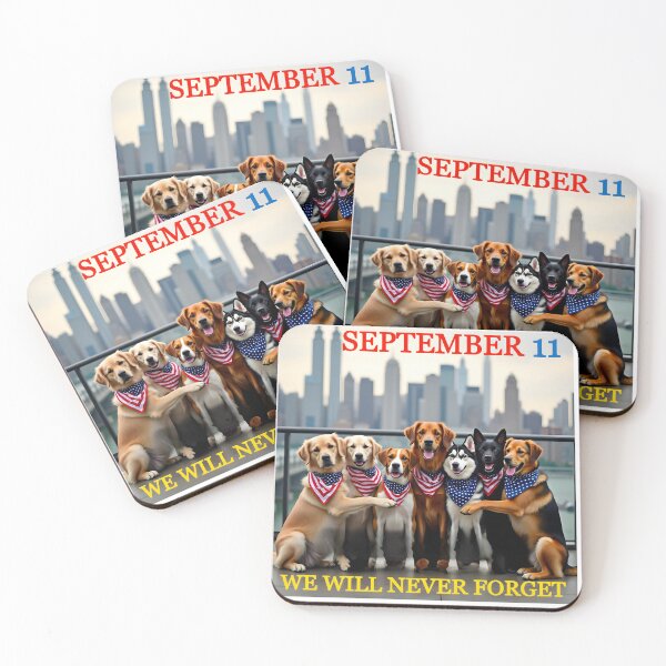 Item preview, SEPTEMBER 11 WE WILL NEVER FORGET PATRIOTIC DOGS NYC SKYLINE designed and sold by PawsStudioAU.