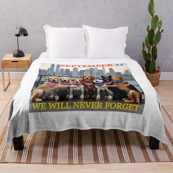 Item preview, SEPTEMBER 11 WE WILL NEVER FORGET PATRIOTIC DOGS NYC SKYLINE designed and sold by PawsStudioAU.