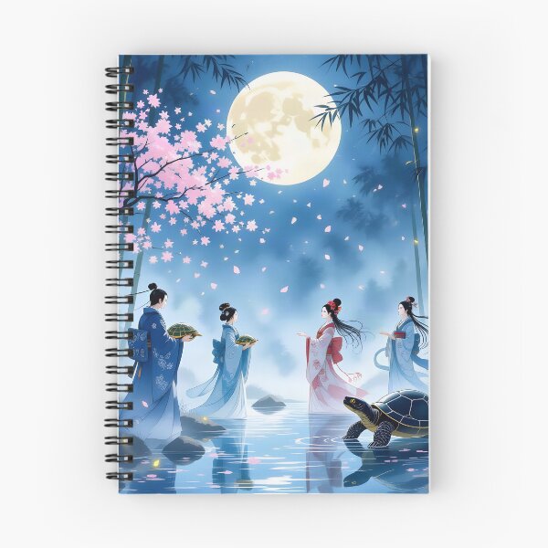 Item preview, Moonlit Japanese Garden with Cherry Blossoms designed and sold by yosmosverse .