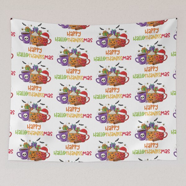 Item preview, Happy Hallothanksmas cute mugs designed and sold by aponwao.