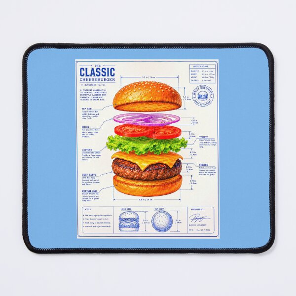 Item preview, THE CLASSIC CHEESEBURGER BLUEPRINT DESIGN designed and sold by DigitalandPhoto.
