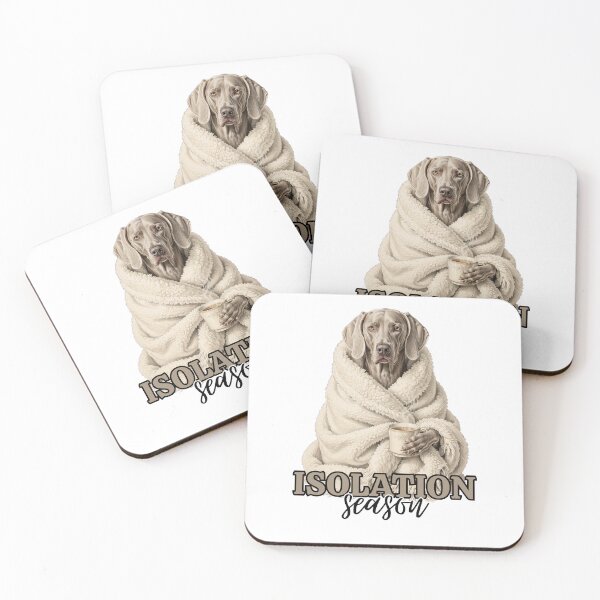 Item preview, Isolation Season - Cozy Weimaraner in Blanket with Coffee designed and sold by Neurospicy Trolls.