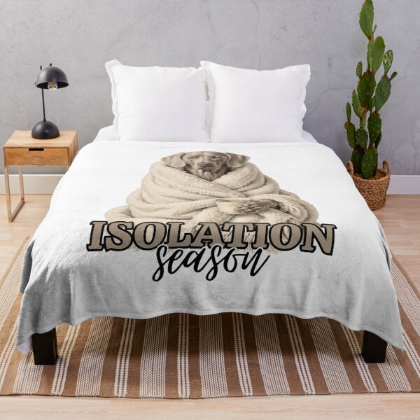 Item preview, Isolation Season - Cozy Weimaraner in Blanket with Coffee designed and sold by Neurospicy Trolls.