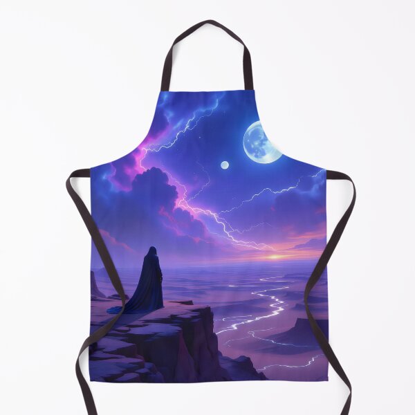 Item preview, Cosmic Moon Landscape with Lightning Storm designed and sold by yosmosverse .