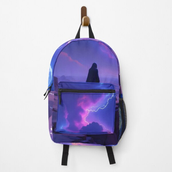 Item preview, Cosmic Moon Landscape with Lightning Storm designed and sold by yosmosverse .