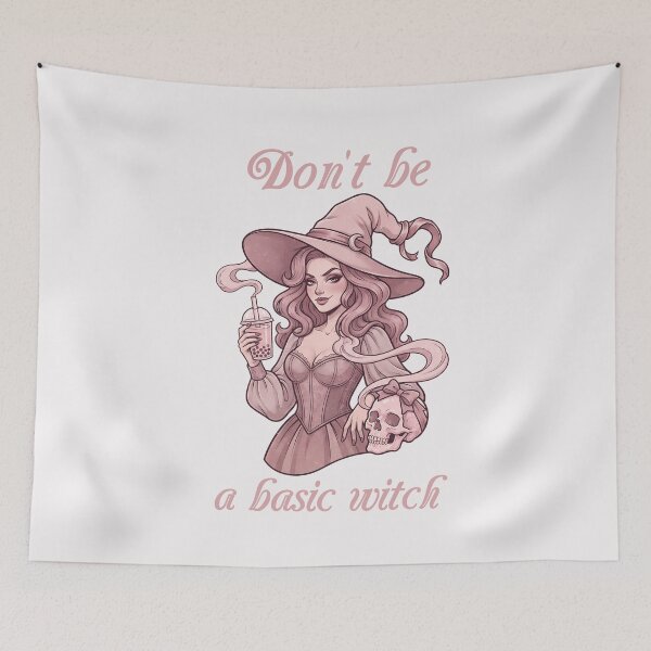 Item preview, Pinkoween Don't Be A Basic Witch Boba Tea & Skull designed and sold by MythicCotton.