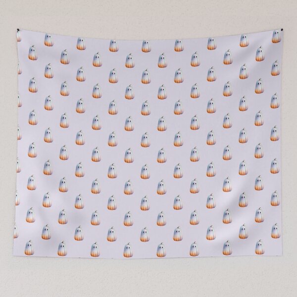 Item preview, Pastel Ghost Pumpkin Halloween Watercolor Seamless Pattern Cozy Magic designed and sold by EL-Lebedenko.
