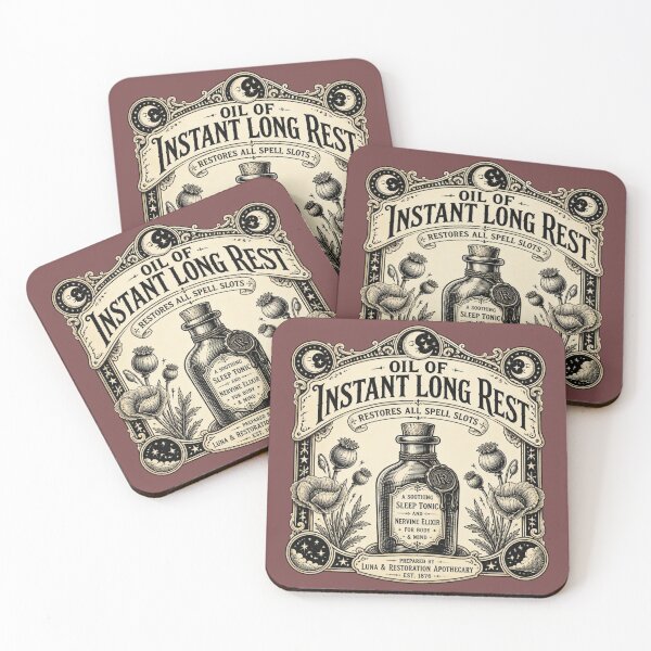 Item preview, Oil of Instant Long Rest - Vintage Apothecary Label RPG Meme designed and sold by Dice_Goblin_Studio.