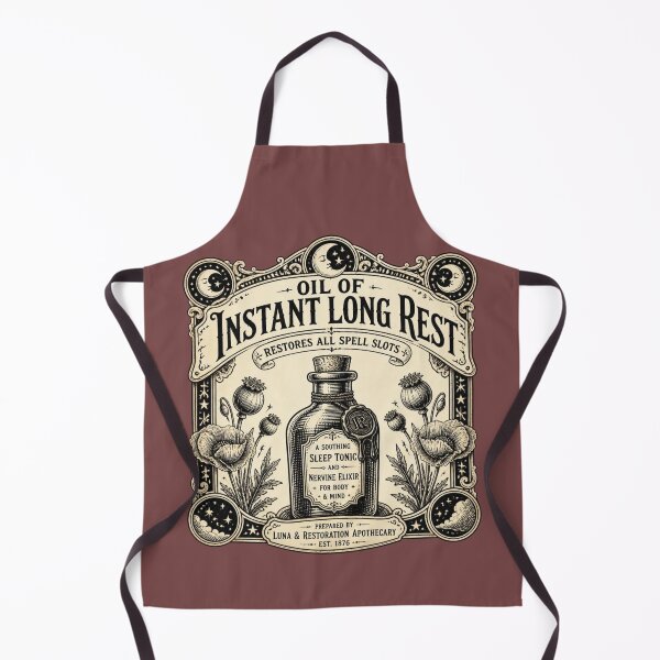 Item preview, Oil of Instant Long Rest - Vintage Apothecary Label RPG Meme designed and sold by Dice_Goblin_Studio.