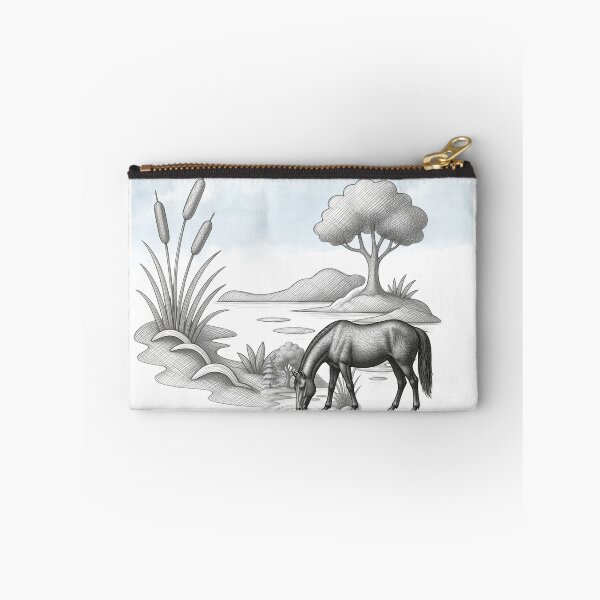 Item preview, Grazing Horse by the Riverside – Vintage Pencil Sketch designed and sold by MH Digital Studio .