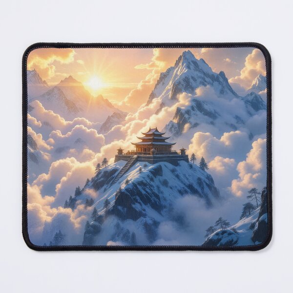 Item preview, Asian Mountain Temple Above the Clouds at Sunrise designed and sold by yosmosverse .