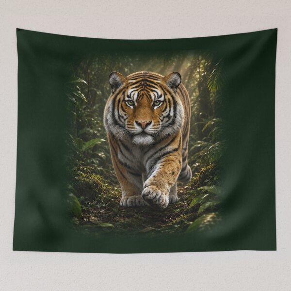 Item preview, Approaching Tiger in the Jungle – Wildlife Portrait designed and sold by BROHLine Studio.