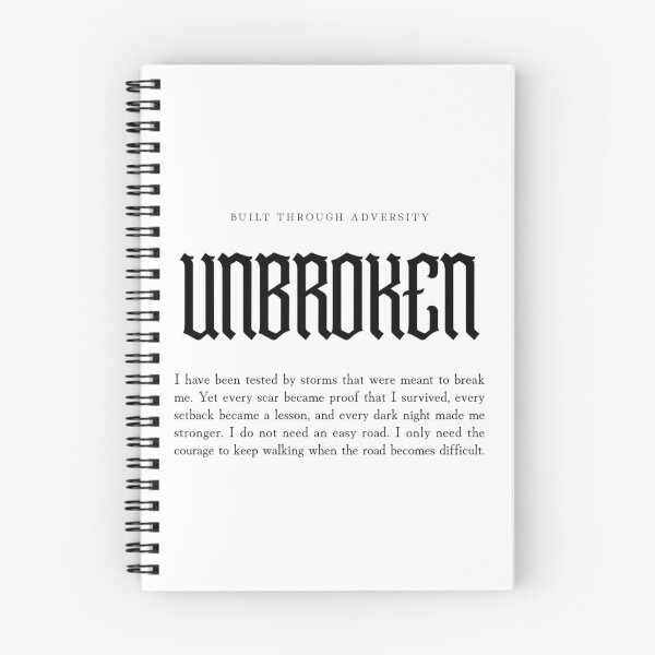 Item preview, Unbroken Through Adversity Motivational Typography designed and sold by Ascendly.